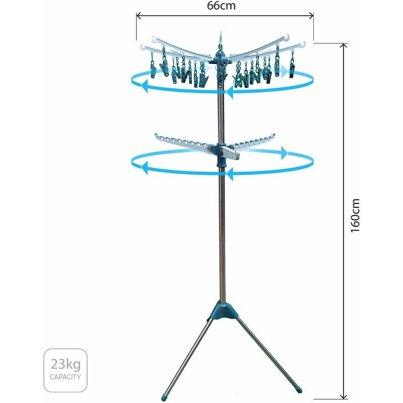 Rotating Foldable Garment Clothes Rack - 1, 2 or 3 Tier