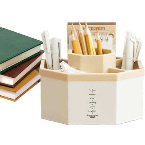 Rotating Pencil Holder, Desktop Pencil Holder with Non-Slip Stickers, 360 Degree Rotation, Desk Organizer, Pen Storage, for Makeup, Home Office Supplies
