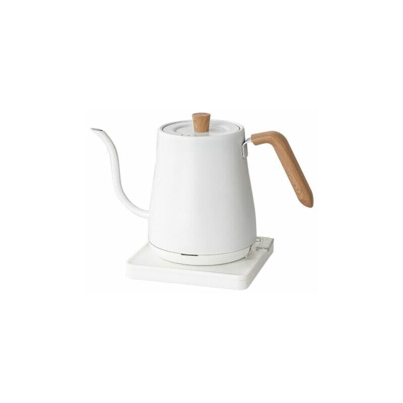 Rotationnel-Bouilloire électrique, Bouilloire pour le café et le thé 800ml 1200 W, Acier inoxydable,grain de bois blanc