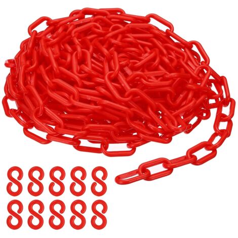Rote Kunststoff-Kettenglieder, 10 m, 6 mm, für Absperrungen, Parkplätze, Zäune, Tore und Dekorationen