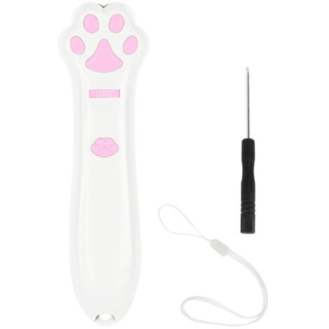 Rote LED-Lichter, Laser-Katzen-Spielzeugstab mit Pfotenformprojektion, Haustier-Unterhaltungsspielzeug, Weiß