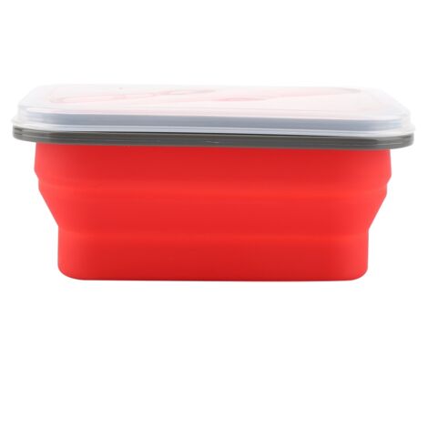 Rote Silikon-Lunchbox (600 ml), faltbar und tragbar, ideal für Mittagessen
