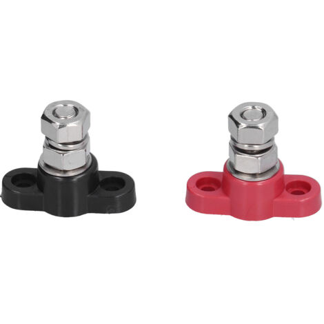 Rote und schwarze Stromverteilerklemmen, 3/8 Zoll Edelstahl, isolierte Anschlussbolzen, 250 A bis 12 V DC, für Autos, Wohnmobile, ATVs, Motorräder.