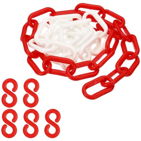Rote und weiße Kunststoff-Kettenglieder, 100 cm, 6 mm, für Absperrungen, Parkplätze, Zäune, Tore und Dekorationen
