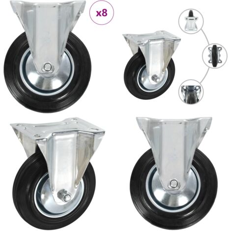 Rotelle Fisse 8 pz 160 mm - Ruote in gomma - Ruote per mobili