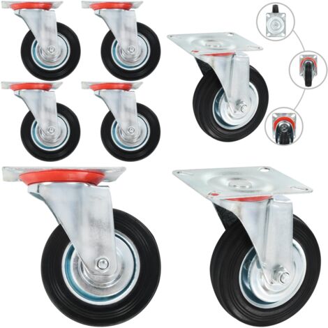 Rotelle Girevoli 4 pz 100 mm - Ruote in gomma - Ruote per mobili