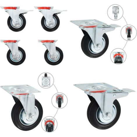 Rotelle Girevoli 4 pz 100 mm - Ruote per mobili - Ruote per carrelli