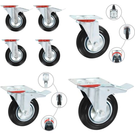 Rotelle Girevoli 4 pz 160 mm - Ruote in gomma - Ruote per mobili