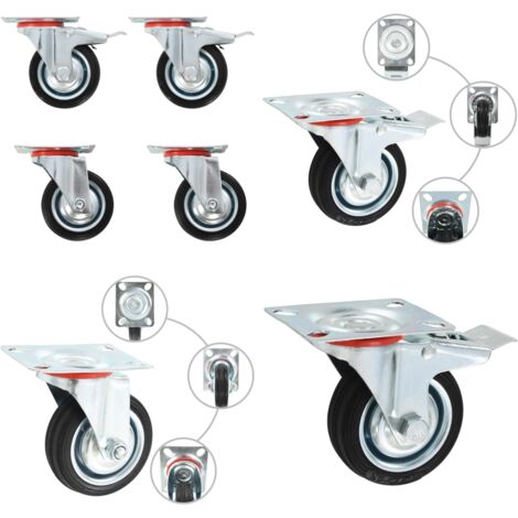 Rotelle Girevoli 4 pz 75 mm - Ruote per mobili - Ruote per carrelli