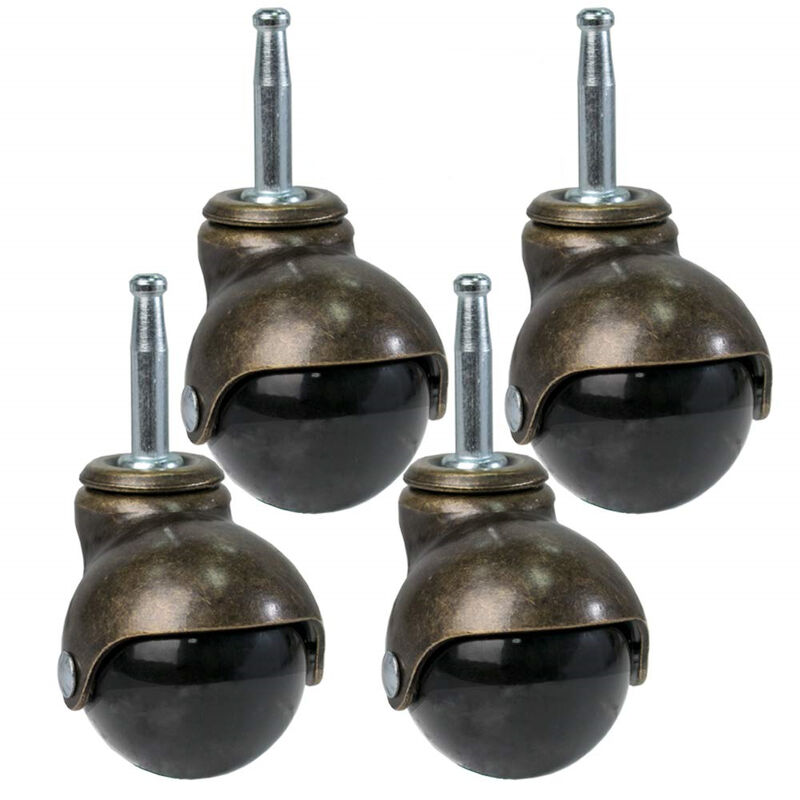 4 PZ Ruote Girevoli per Mobili Antico 50mm Rotelle...
