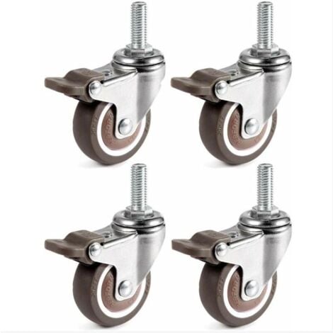 Rotelle girevoli da 4 pezzi, rotelle per mobili su palo da 25 mm M6 x 15 mm per carrelli