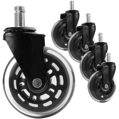 Rotelle per sedie da ufficio, 5 pezzi 11x22 mm, girevoli a 360 gradi, rotelle silenziose, rotelle di ricambio per sedie da ufficio, per moquette, piastrelle e pavimenti duri