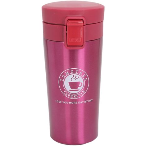 Roter Isolierbecher 380 ml – Doppelwandiger Edelstahl, Clipdeckel und Ausgießer, ideal für unterwegs, z. B. für Kaffee