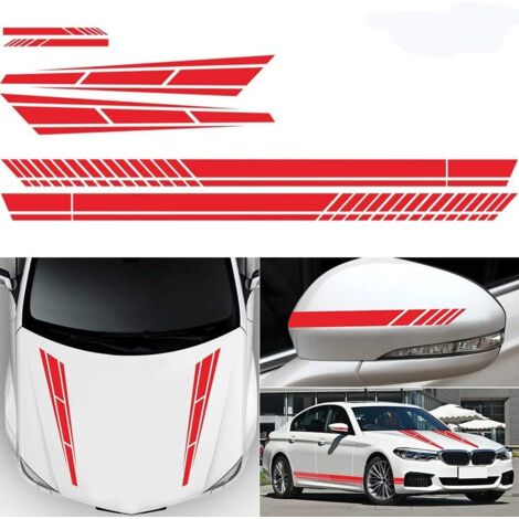 Rotes 6-teiliges Set mit 1 Satz Auto-Vinylaufklebern - Seitenstreifen - p
