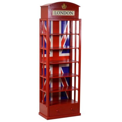 IPERBRIKO Rotes Bücherregal 6 Regale 1 Schublade cm48x27xh146