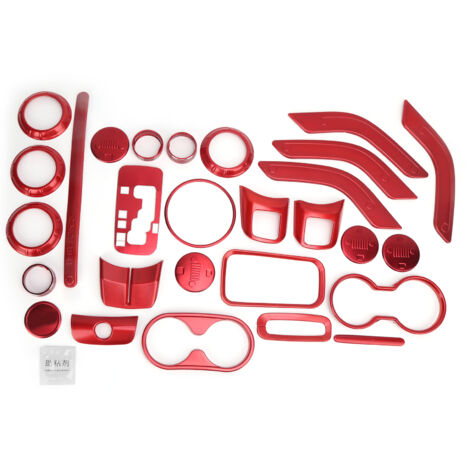 Rotes Interieur-Dekorationsset für Jeep Wrangler JK JKU 2007-2018 (28 Teile)