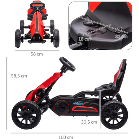 Rotes Junior-Kartpedal für Kinder von 3 bis 8 Jahren, mit Vorwärts-/Rückwärtssteuerung