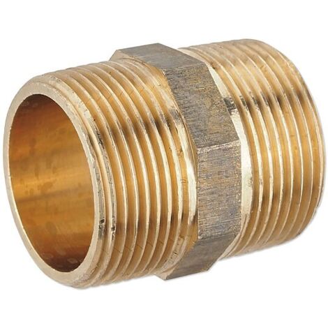 Rotguss Gewindefitting-Doppelnippel 1 1/4'' AG x 1 1/4'' AG - mit Sechskant