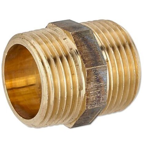 Rotguss Gewindefitting-Doppelnippel 1'' AG x 1'' AG - mit Sechskant