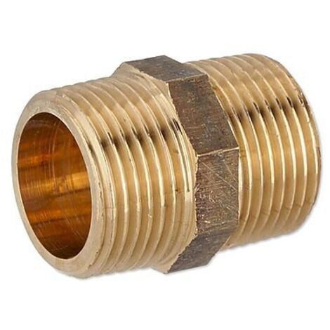 Rotguss Gewindefitting-Doppelnippel 3/4'' AG x 3/4'' AG - mit Sechskant