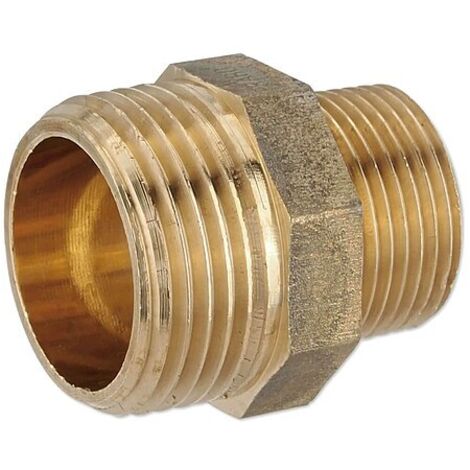 Rotguss Gewindefitting-Reduktionsnippel 1'' AG x 3/4'' AG - mit Sechskant