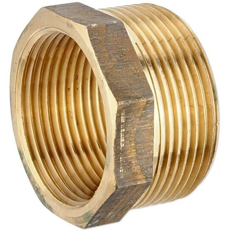 Rotguss Gewindefitting-Reduzierstück 1 1/2'' AG x 1 1/4'' IG - mit Sechskant