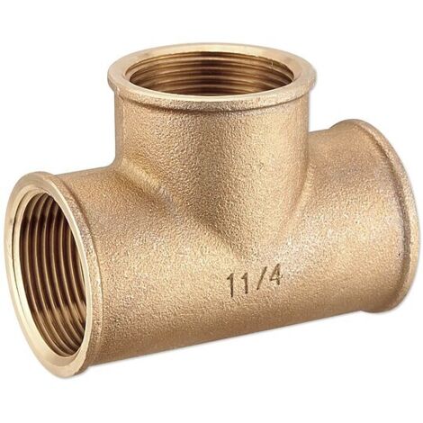 Rotguss Gewindefitting-T-Stück 1 1/4'' IG x 1 1/4'' IG x 1 1/4'' IG