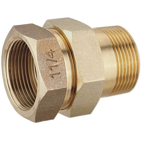 Rotguss Gewindefitting-Verschraubung 1 1/4'' IG x 1 1/4'' AG - flachdichtend