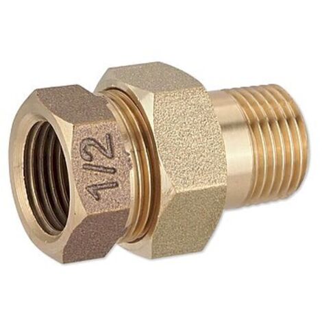 Rotguss Gewindefitting-Verschraubung 1/2'' IG x 1/2'' AG - flachdichtend