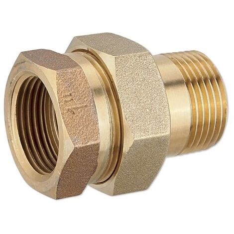 Rotguss Gewindefitting-Verschraubung 1'' IG x 1'' AG - flachdichtend