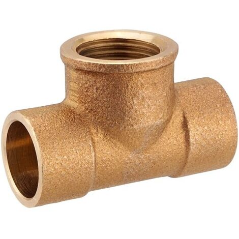 Rotguss-Löt-T-Stück - 18 mm x 1/2'' IG x 18 mm - mit DVGW-Zulassung