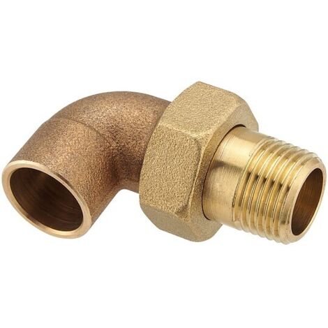 Rotguss-Löt-Winkelverschraubung 90° - 15 mm - 1/2'' AG - konisch dichtend - mit DVGW-Zulassung