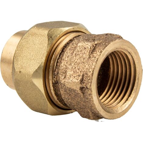 Rotguss-Lötfitting Verschraubung flachdichtend 18 mm x 1/2 Zoll IG - Typ 4330G, DVGW