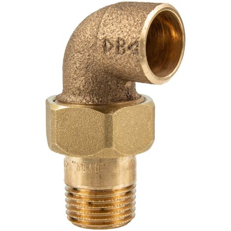 Rotguss-Lötfitting Winkelverschraubung 90°, 15 mm x 1/2 Zoll AG konisch dichtend - Typ 4098G, DVGW