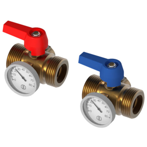 Roth Kugelhahnset 1" vernickelt mit Thermometer