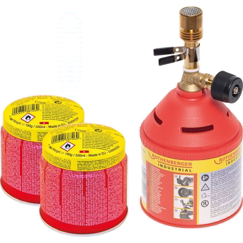 Rothenberger Bec Bunsen industriel avec 2x C200 cartouche 330ml avec système ill - 1500004615