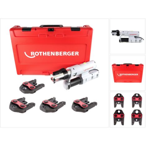 Rothenberger elektrohydraulische Fitting - Pressmaschine ROMAX AC ECO, Set mit Pressbacken Kontur "V"