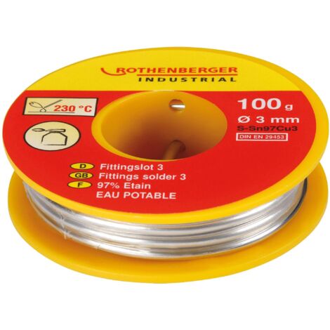 ROTHENBERGER Industrial Fittingslot 3 100 g , Ø 3 mm für Heizungs- und Trinkwasser Leitung , 045256E