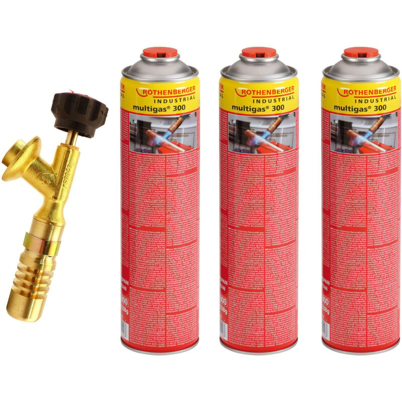Rothenberger Industrial - Hot Pack Brûleur avec 3x Industrial Multigas 300 600 ml - 1500004611