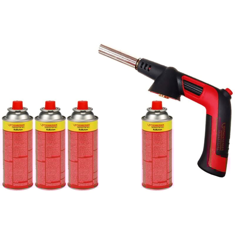 Rs 220 Chalumeau à gaz avec 4 x RoButan 220g Piezo 180-360 °c rotation/dessus de la tête - 1500005151 - Rothenberger Industrial