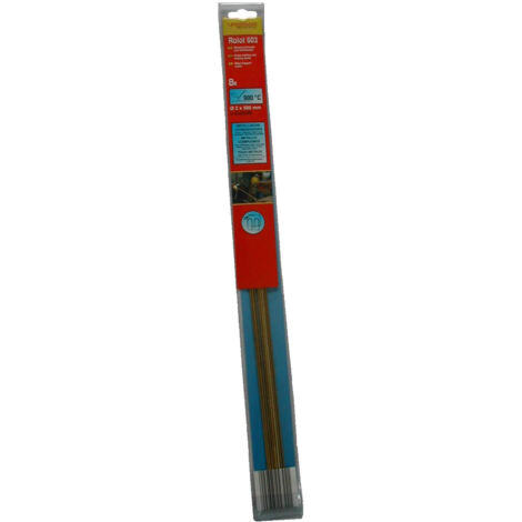 Rothenberger – Lot de 8 brasures laiton nu 500 mm – Diamètre 2 mm – Brasure forte pour acier et cuivre – Température de fusion 900°C