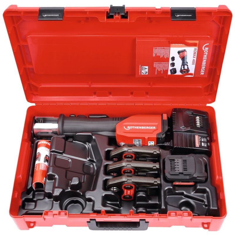 Image of Rothenberger - Akku-Pressmaschine romax 4000 Set SV15-22-28mm inkl. cas 4 Ah Akku