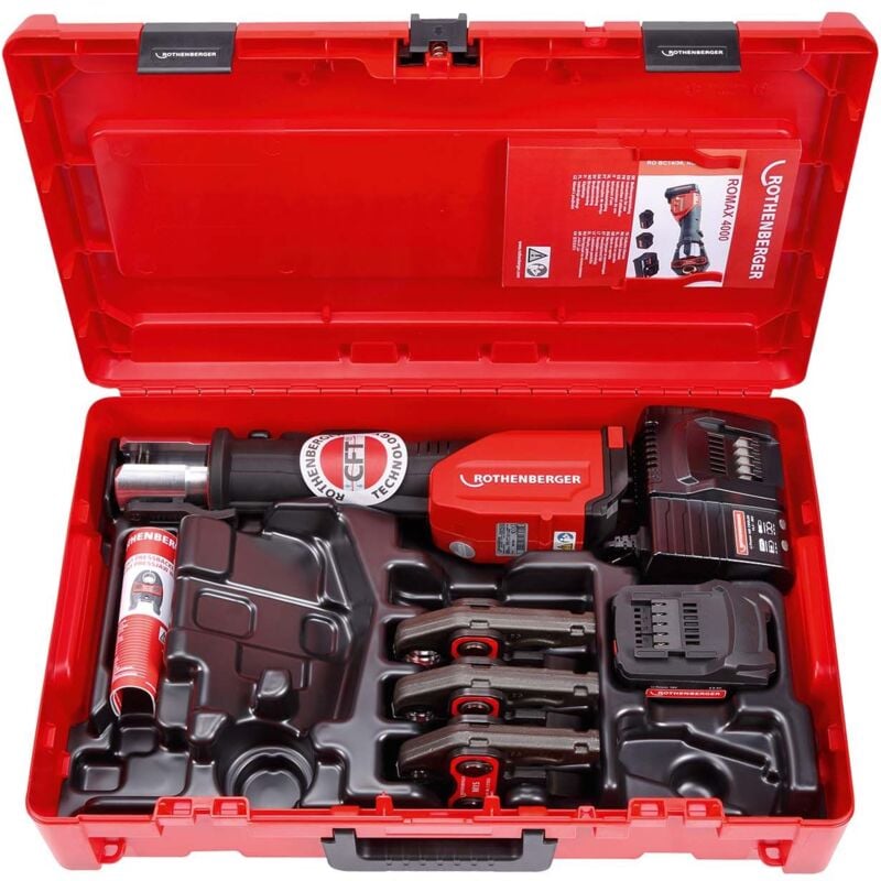 Rothenberger - romax 4000 elektrohydraulische Fitting - Pressmaschine Set Basic mit Pressbacken m 15-22-28mm