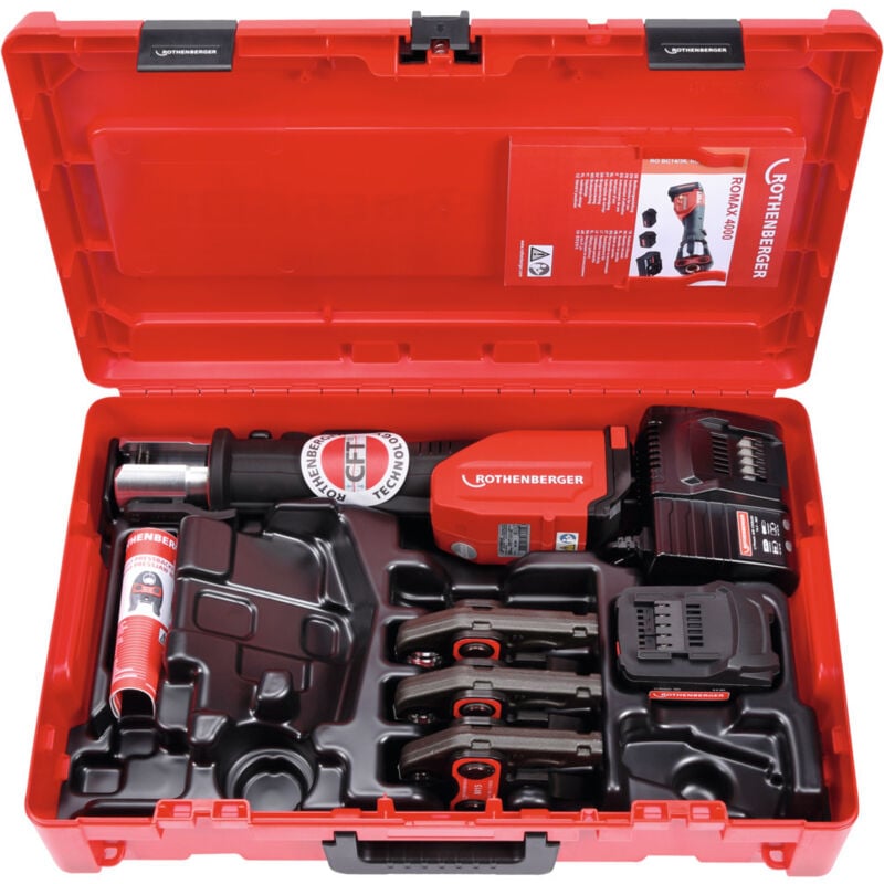 Set di pressatrici a batteria Rothenberger ROMAX 4000 M15-22-28 mm, 4 Ah, EU CAS