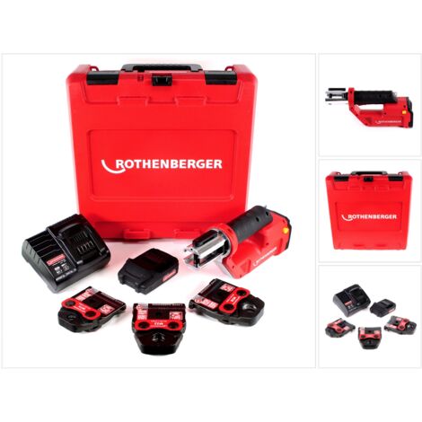 Rothenberger ROMAX Compact TT Set M EU Machine à sertir avec électro-hydraulique PB-Set M15-22-28 + Coffret de transport + 1x Batterie 2,0 Ah + Chargeur + 3x Mâchoires de presse ( 1000002118 )