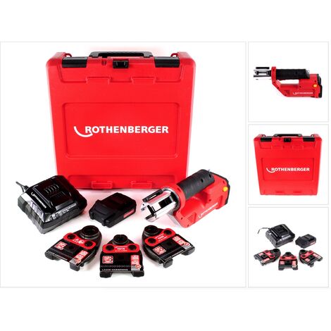 Rothenberger ROMAX Compact TT Set TH EU Machine à sertir avec électro-hydraulique PB-Set TH16-20-26 + Coffret de transport + 1x Batterie 2,0 Ah + Chargeur + 3x Mâchoires de presse ( 1000002120 )