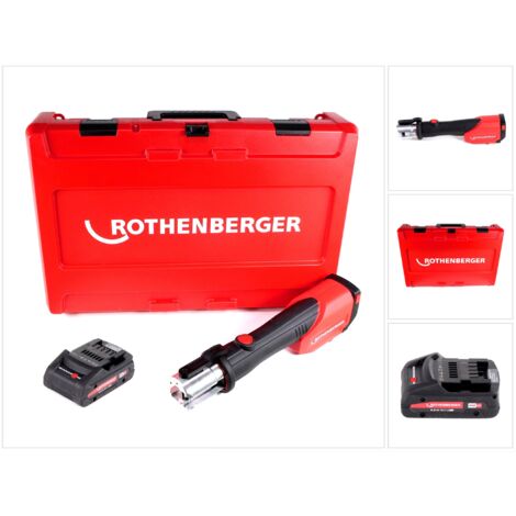 Rothenberger – Sertisseuse électro-hydraulique sans fil 18V – 32 à 34 kN – Pressage jusqu'à 110 mm – 1 batterie 4 Ah – Coffret de transport inclus