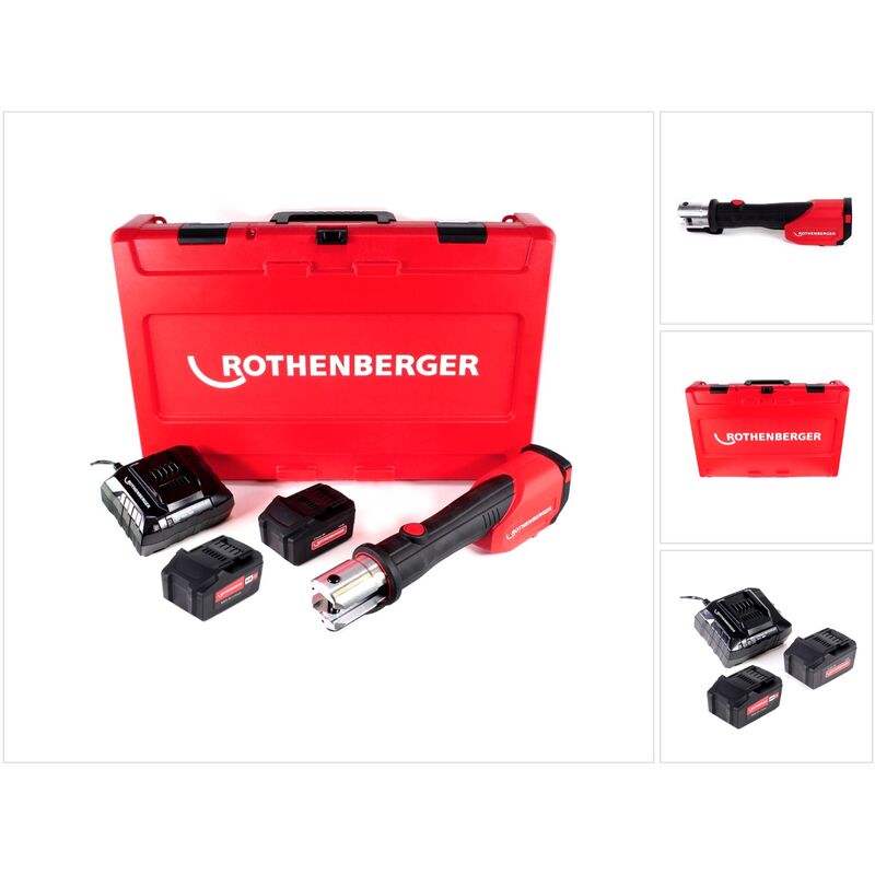 Rothenberger Set ROMAX 4000 Basic Máquina de prensar electrohidráulica a batería 18V + Maletín de transporte + 2x Batería 4,0 Ah + Cargador