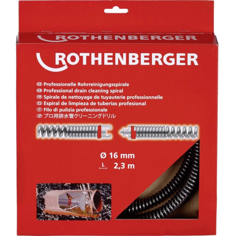 Rothenberger - 72433 Spirale de nettoyage des tuyaux 230 cm Dimension produit, ø 16 mm