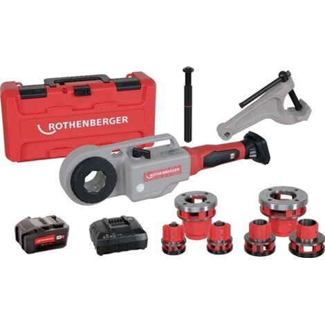ROTHENBERGER SUPERTRONIC 2000 E Set, mit Gegenhalter, Akku Li-Power 18/4 (4Ah/18V), Ladegerät EU und BSPT R, 1/2&quot-3/4&quot-1&quot-1.1/4&quot-1.1/2&quot-2&quot - 1000003389